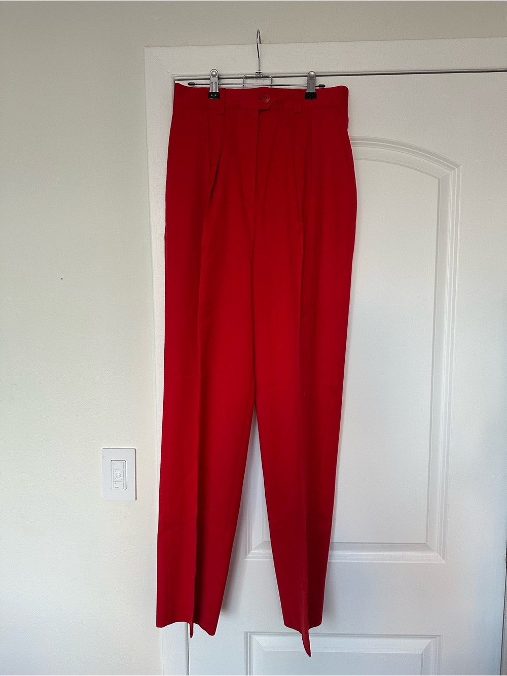 Vintage Escada Couture Red Pleated Wool Trousers Pants Size 38 - approx US 6